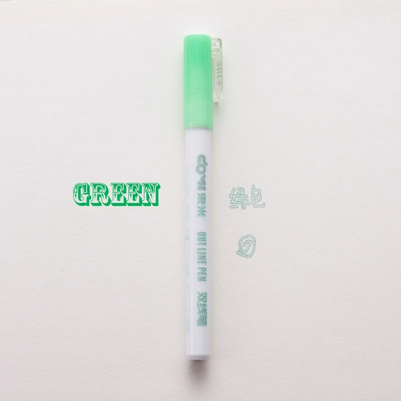 Green 12pcs Andstal, двойные линии, художественные маркеры, ручка, тонкая линейка, маркер, Fineliner, каллиграфия, буквенная ручка, цветные ручки для скрапбукинга - Цвет: Green 12pcs