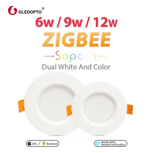 GLEDOPTO ZIGBEE Smart Home 6W9W12W LED Downlight Work with Alexa Echo Plus SmartThings Lights 27006500K Warm White Cold White