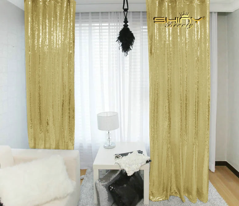 Shinybeauty 2x7ft light золотые блестки фон Шторы для Спальня блесток свадьбы/вечерние