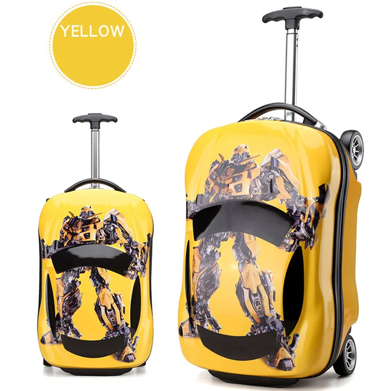 Yellow Детский чехол для костюма, детский чехол на колесиках, сумка для багажа, детские школьные сумки, Дорожный Чехол для костюма, чехол на колесиках, 3D чехол для супермашин, для путешествий, игрушки для различных видов - Цвет: Yellow
