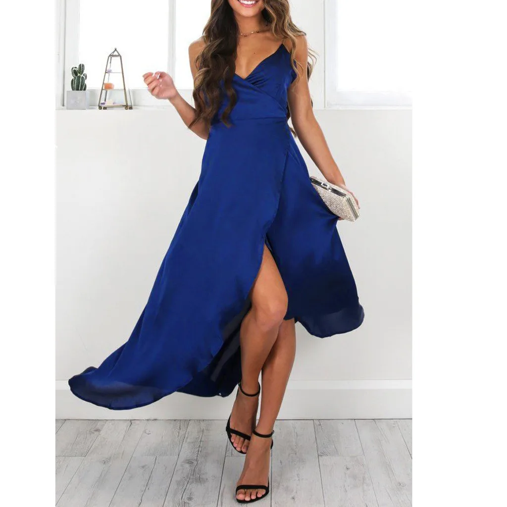 Летнее женское платье с v образным вырезом одноцветное необычное открытым