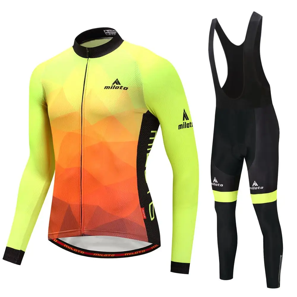 2022 Fluorescent Men's Ciclismo Cycling Jersey Set Long Sleeve Autumn Bicycle MTB Road Bike Tops Clothing Wear Maillot | Спорт и