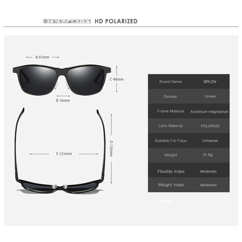 SPLOV 2018 New Aluminum Magnesium Polarized Sunglasses Men Sunglass Women Square Sun Glasses Classic Driving Eyewear Eyeglasses |