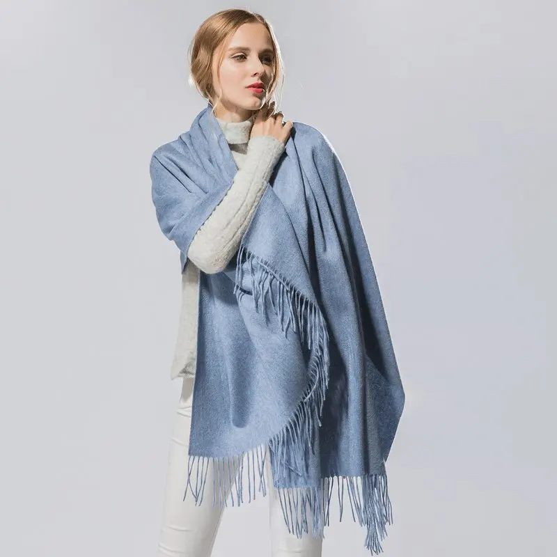 

100% Pure Wool 200*70cm Long Tassels Pashmina Shawls Colors Women Big Scarves Soft Long Scarf Wool Solid Winter Shawls Scarves