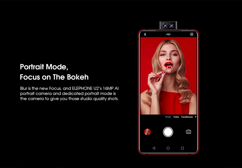 Elephone U2 16MP всплывающая камера 6 ГБ+ 128G мобильный телефон 6,2" FHD+ экран Android 9,0 MT6771T Octa CoreFace ID 4G LTE смартфон