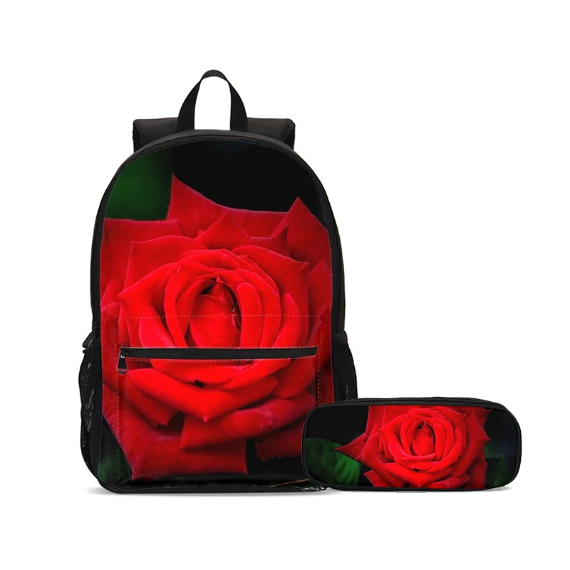 3pcs Set Backpack Women Casual Rose Floral Print Backpack Bookbags School Backpacks Bags For Teenage Girls Mochila Mujer - Цвет: 4-1