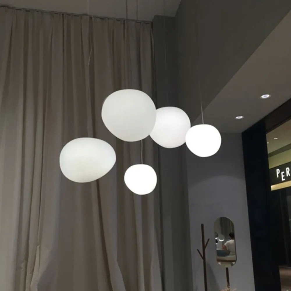 

Milk White Glass Pendant Hanging Lamp, Modern Irregular Ceiling Light Fixtures for Restaurant Living Room Bedroom Single Head