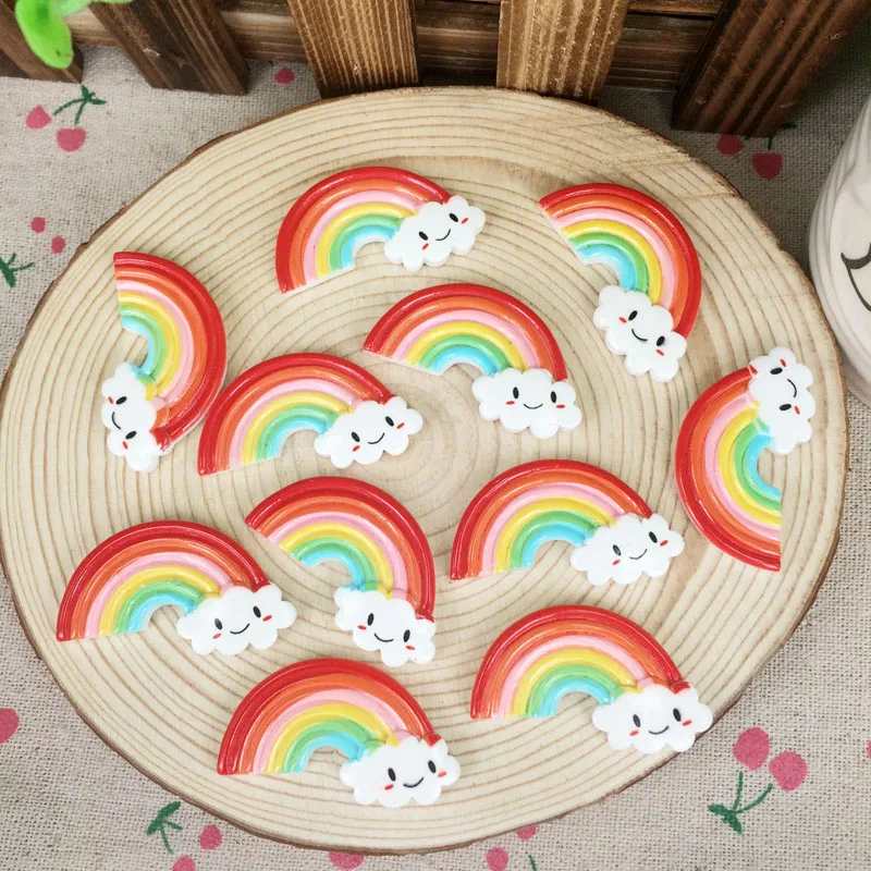 10 шт. с плоской задней кабошон плоская задняя Kawaii DIY Радуга плоское украшение из