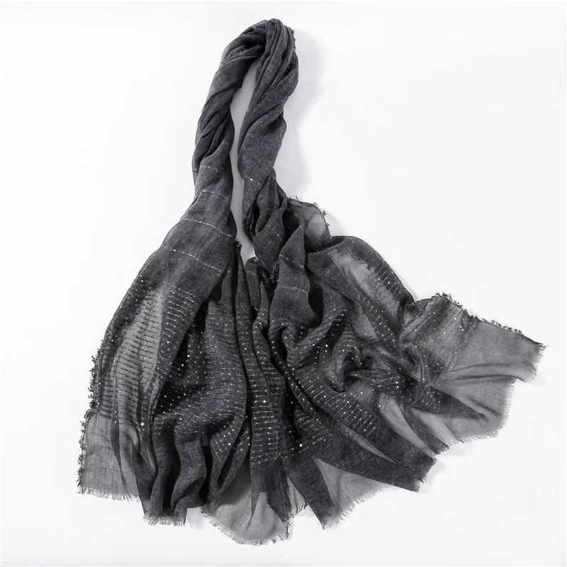 10pcs/lot Luxury Women's Striped Sequins Muslim Hijab Solid Color Tassel Edge Islamic Scarf Fashion Shiny Scarves Shawl Hot Sale |