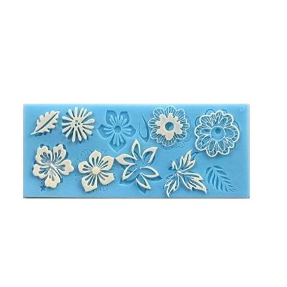 Sugarcraft силиконовые в форме цветка лист тиснение кружева помадка формы для