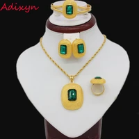 green stone ethiopian women wedding jewelry sets necklaceearringsringbanglependant gold color african gifts m061382