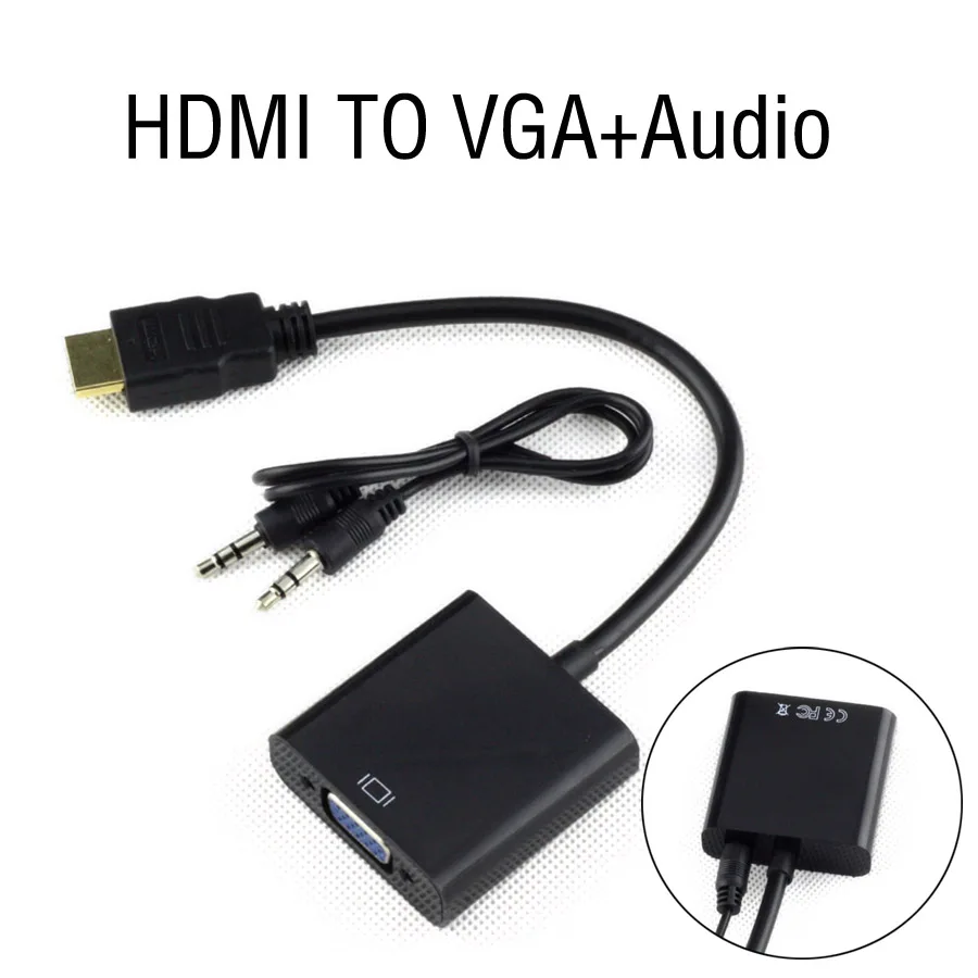 With Audio AIXXCO 1080P HDMI к VGA адаптер цифро-аналоговый аудио конвертер кабель для Xbox 360 PS3 PS4 ПК ноутбук ТВ приставка к проектору - Цвет: With Audio