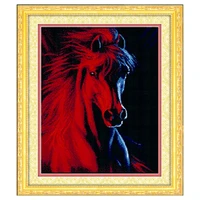 needlework diy dmc cross stitch counted embroidery kits 3d red horse pattern cross stitching in stock hot sale