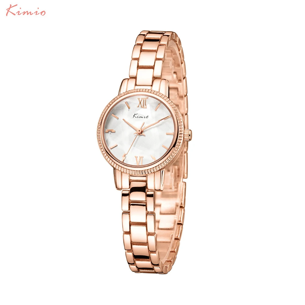 Kimio Женские Часы Топ Люксовый Бренд Полный Нержавеющей Стали Розового золота