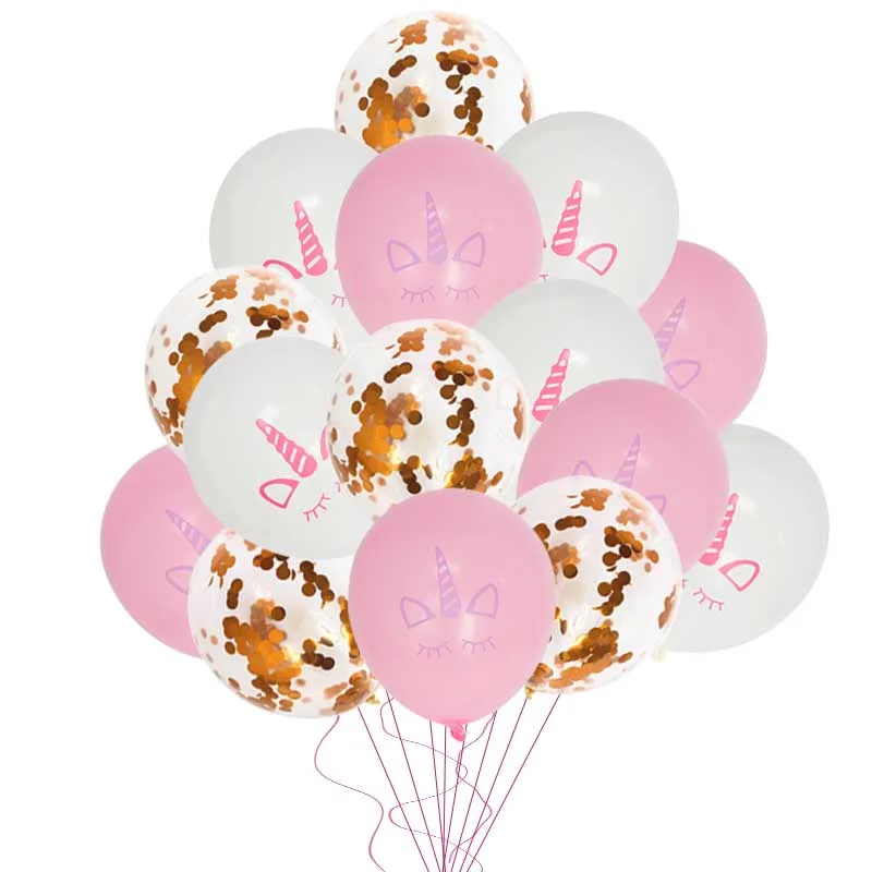 15pcs balloons 9 Cyuan Единорог день рождения конфетти шары 12 дюймов розовое золото Воздушные шары Макарон металлический хром толстые баллоны с гелием вечерние шары - Цвет: 15pcs balloons 9