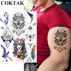 COKTAK, геометрические, этнический волк, корона, временные татуировки для мужчин и женщин, вспышка, тигр, тату, боди арт, водонепроницаемые, поддельные, сделай сам, тату, наклейки