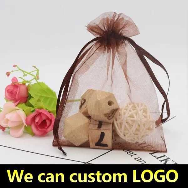 coffee Мешочки из органзы 10x15 см 13x18 см 15x20 см 17x23 см мешочки из органзы для упаковки и демонстрации ювелирных изделий - Цвет: coffee