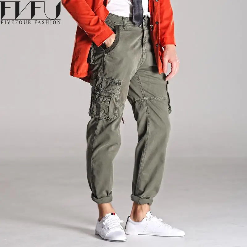 Новый Мода 2017 брюки-карго Мужская хип-хоп высокое качество свободные военные