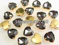 black diamond TopStone сердце Стекло с украшением в виде кристаллов с золотым схватка на горном хрустале высокое качество, на возраст 12, 14, 16, 18 мм Пришивные бусины платье для изготовления ювелирных изделий - Цвет: black diamond