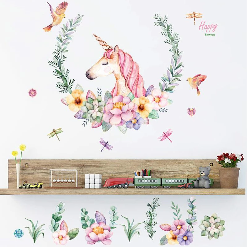 Home decoration cute horse wall stickers removable lovely decals for living room girls bedroom arts | Дом и сад