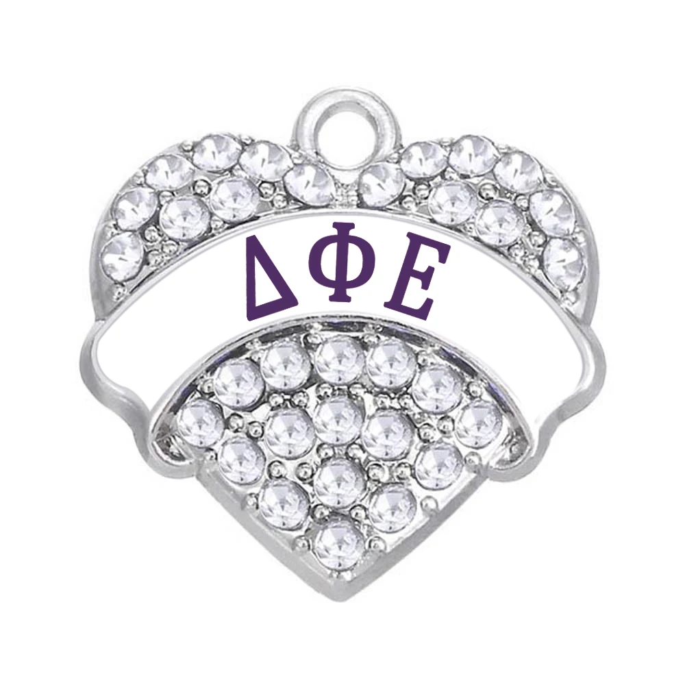 Сплав Эко-дружественных в форме сердца со стразами греческая буква колледж