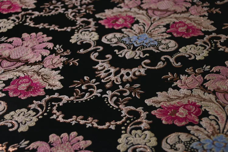 flowers brocade jacquard fabric,high quality thick polyester fabric for woman dress coat DIY sewing patchwork tissus an metre