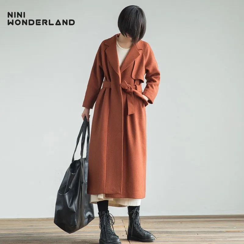 NINI WONDERLAND высокое качество 2018 зимнее шерстяное пальто для женщин модное