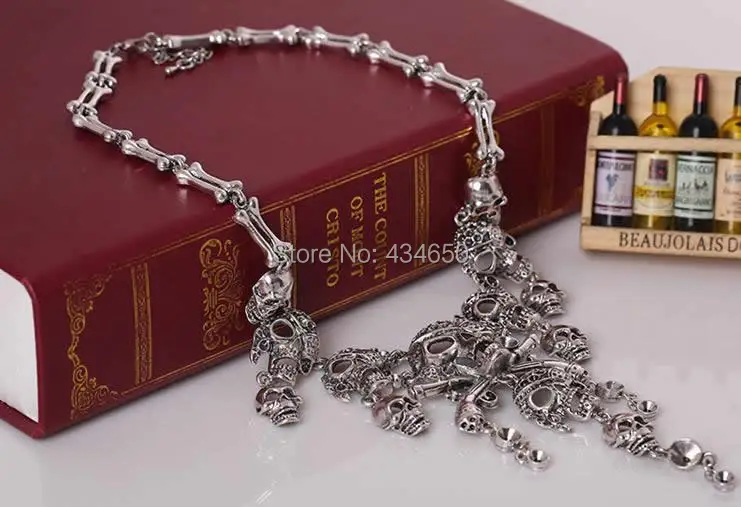 Free shipping!!!Fashion Statement Necklace Newest Design Zinc Alloy with 5cm extender chain Skull | Украшения и аксессуары