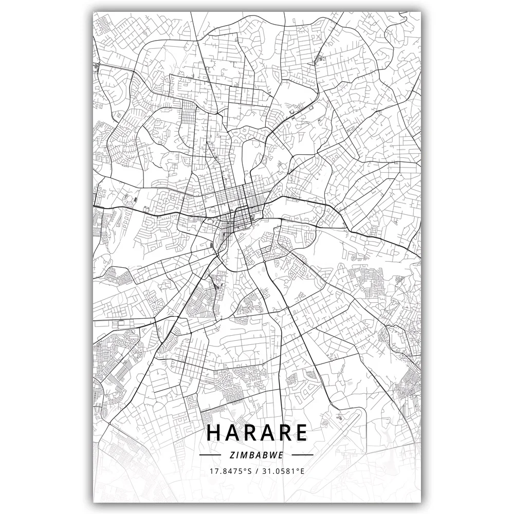 

Harare Zimbabwe Map Poster