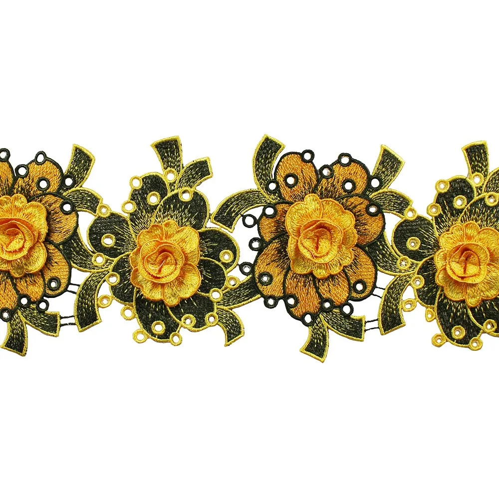 5yards 3D Flower Embroidery Trim Applique Lace Fabric Cord Trimming Motif Venise Embellishment Sewing Accessories T2512 | Дом и сад