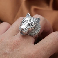 100s925 sterling silver jewelry thai silver craft king of animals tiger tiger head mens domineering personality ring