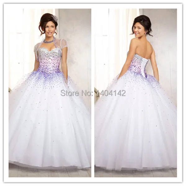 Хороший 2014 сладкие 16 на белый бальное платье длиной до пола милая Quinceanera в течение