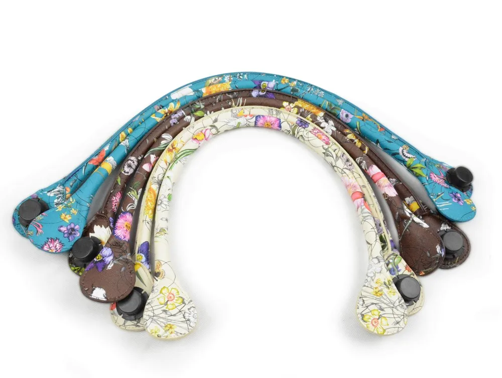 Новинка 1 пара длинных ручек из мягкой искусственной кожи с цветочным принтом для