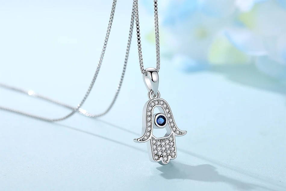 BELAWANG рука Фатимы& Lucky Eye кулон ожерелье 925 Серебряное ожерелье со стразами модная ладонь(хамса) ручное Женское Ожерелье