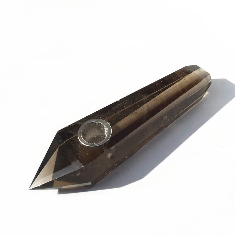 

Natural smoky quartz crystal wand smoking pipe