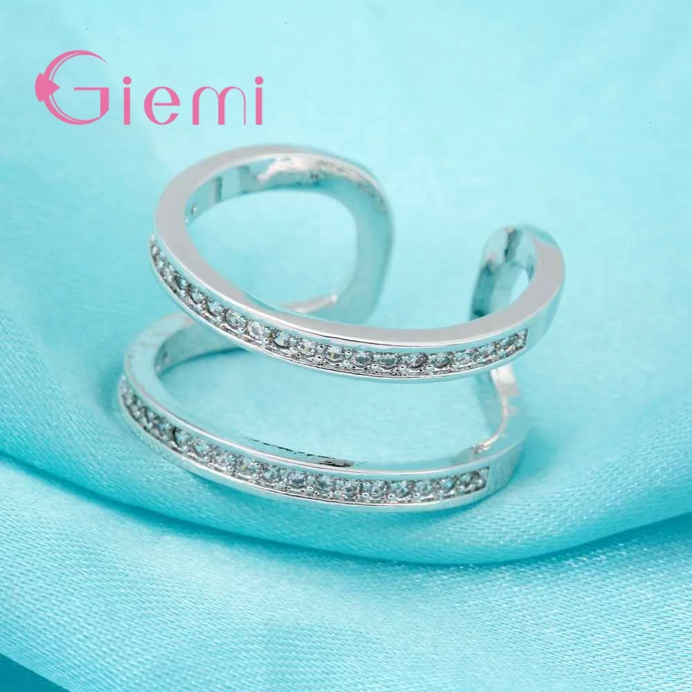 Кольцо с кубическим цирконием и кристаллом геометрической формы регулируемое