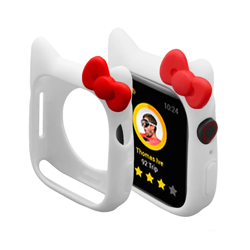 White Red1 Силиконовый чехол с милыми ушками Микки и Минни Маус для Apple Watch Series 4, 3, 2, 1, защитный чехол для iWatch 44 мм, 42 мм, 40 мм, 38 мм - Цвет ремешка: White Red1