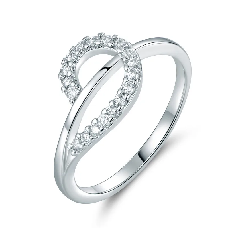 Женское кольцо на палец BUDONG Infinity серебряное с кубическим цирконием и кристаллом