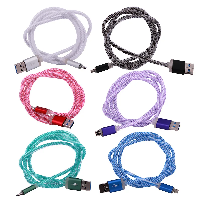 Цветной люминесцентный USB-кабель для передачи данных светодиодный градиентный