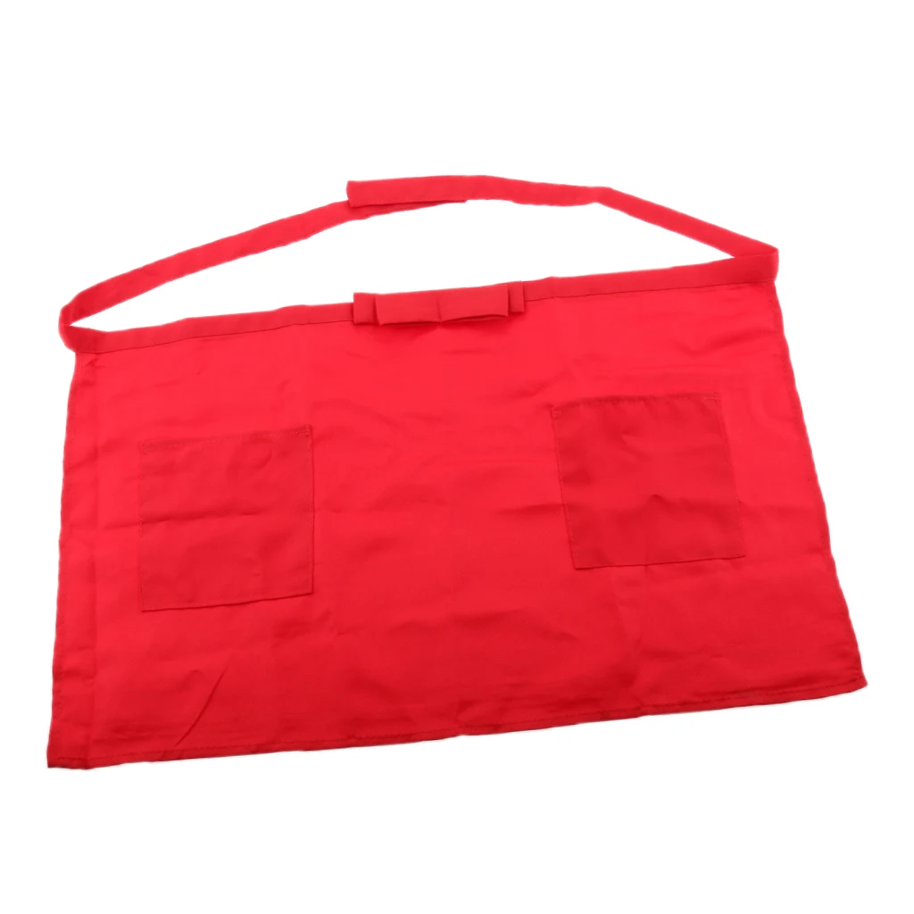 Унисекс кухонный бантик Короткий Фартук Бар Паб сервер официант 2 кармана фартук