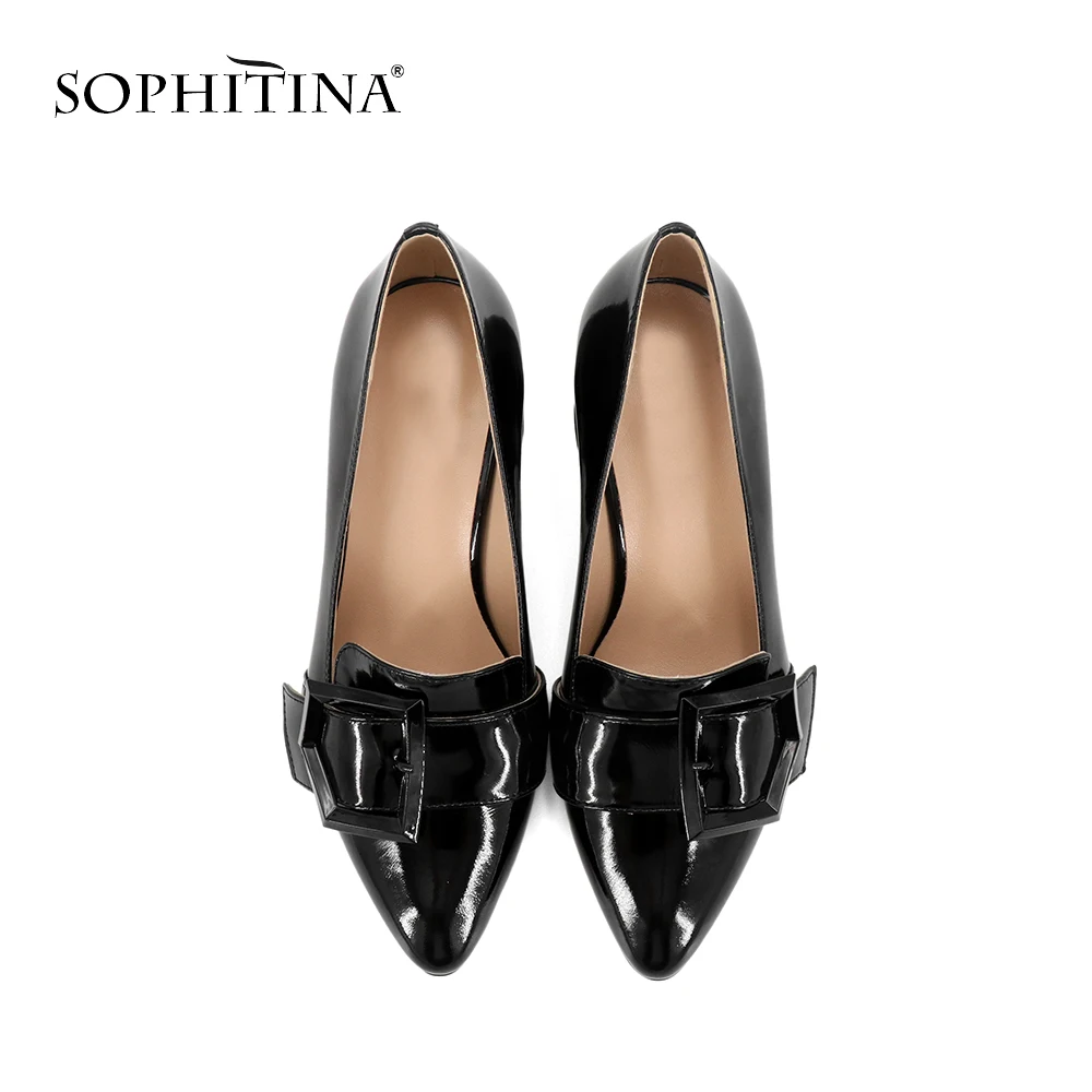 SOPHITINA/Новинка 2019 года Всесезонные женские туфли с квадратной пряжкой на среднем