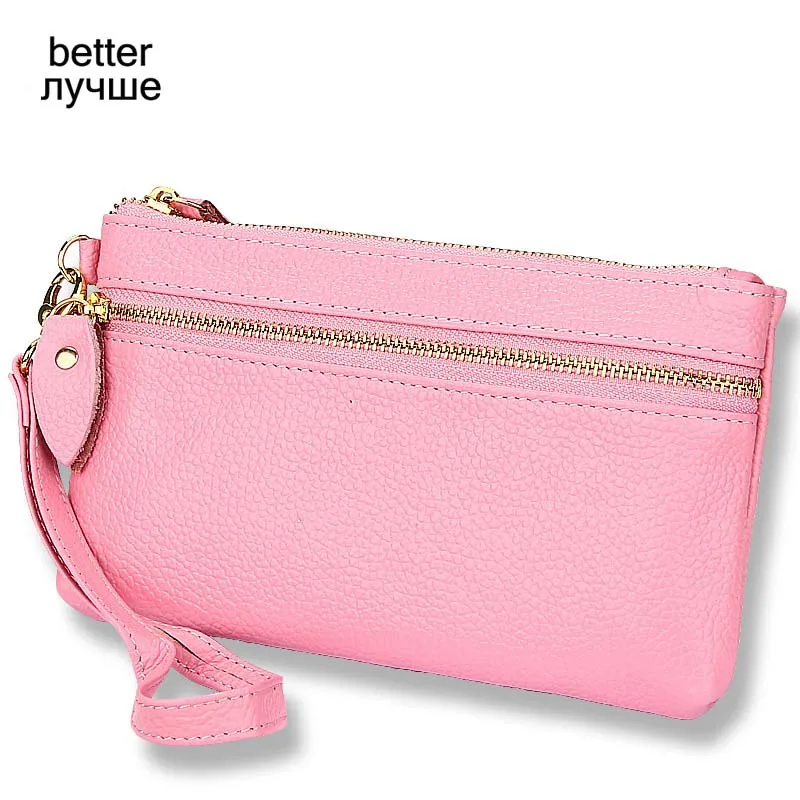 pink Better Baellerry из натуральной кожи модные женские длинные кошелек на молнии тонкие монеты телефон Карманный Женский кошелек держатель для фото женский кошелек - Цвет: pink Better