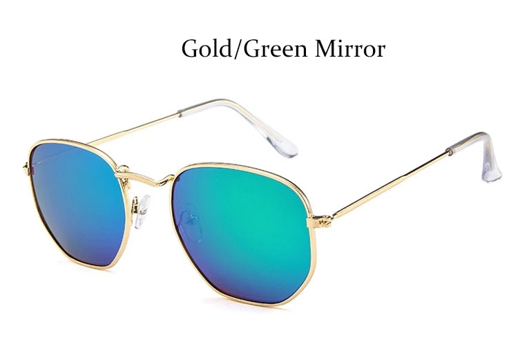 Gold Green Mirror Модные квадратные солнцезащитные очки wo мужские сексуальные маленькие брендовые металлические солнцезащитные очки Женские Ретро винтажные мужские солнцезащитные очки oculos - Цвет линз: Gold Green Mirror