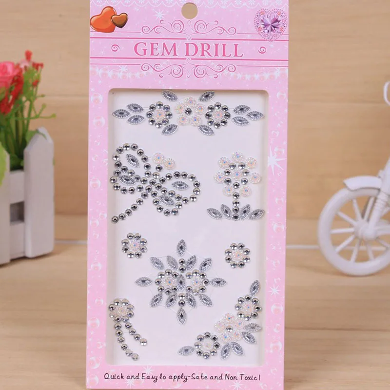 

24Pcs/lot Crystal and Diamond Stickers Computer Phone Dhildren's DIY Stickers Creative Gift Stickers