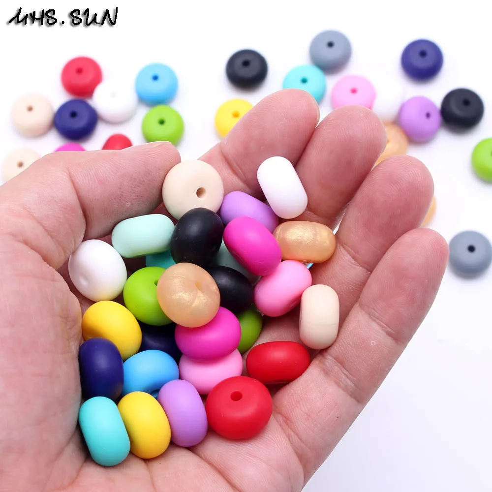 MHS. SUN разноцветные abacus ablate силиконовые бусины настоящий пищевой материал Детские Жевательные круглые бусины смешанные для DIY прорезывания зубов ювелирные изделия