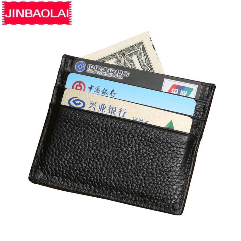 JINBAOLAI тонкий держатель для карт мужские короткие кошельки из натуральной