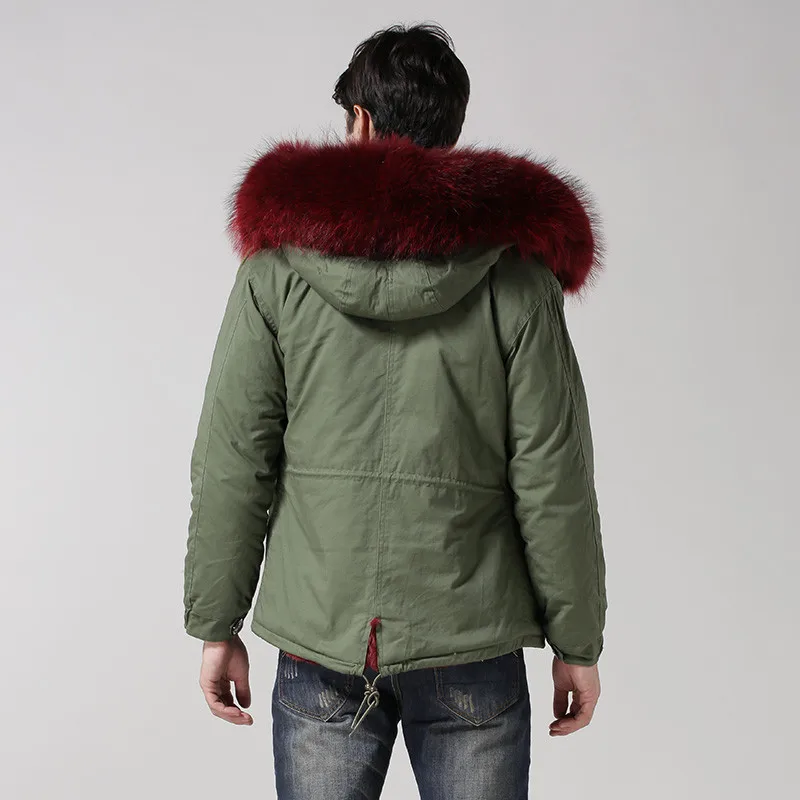 Большой воротник из меха енота винно красный мех внутри толстовка натурального