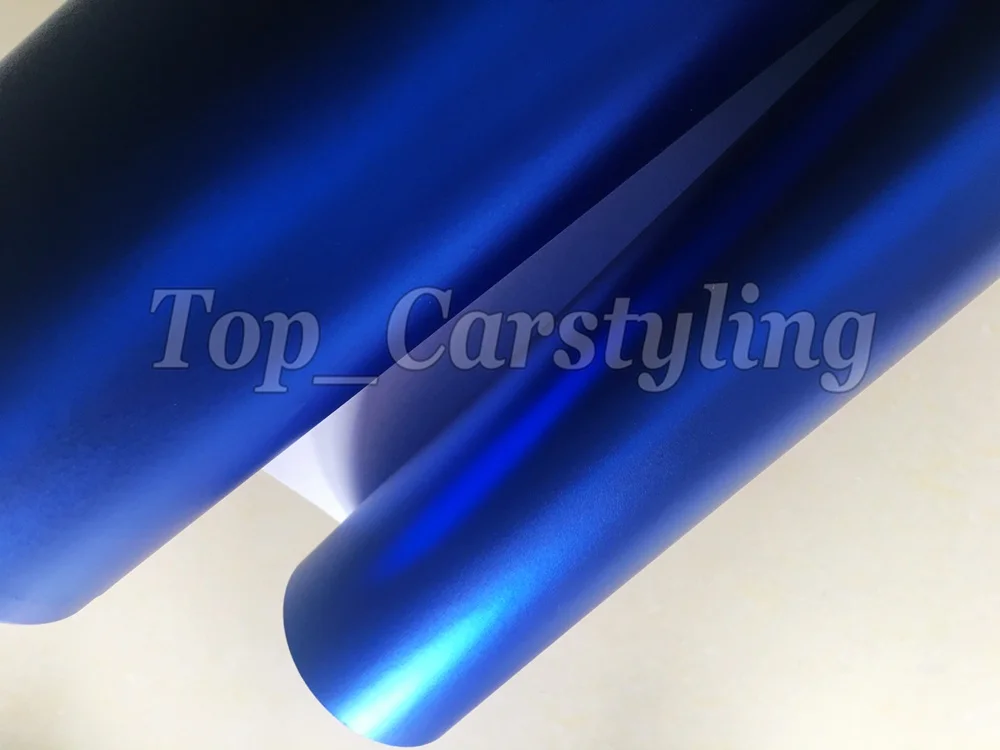 Роскошная темно синяя сатиновая хромированная автомобильная пленка гибкое