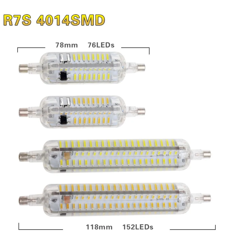 R7S Светодиодная лампа 78 мм 118 SMD 4014 лампада J78 J118 220-240 в 360 градусов полное освещение