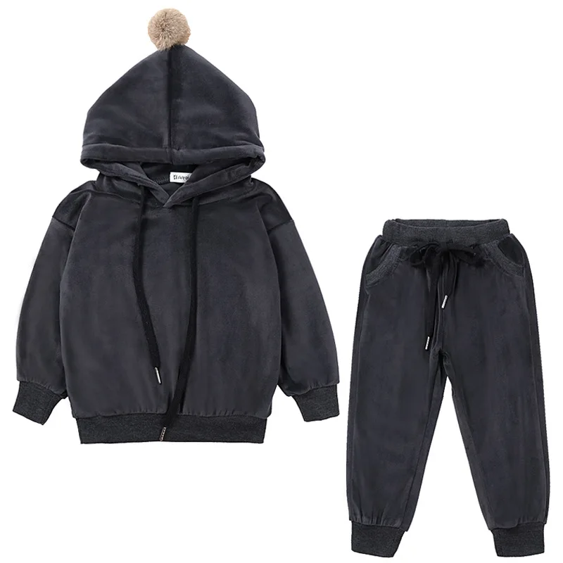 Gray Осенне-весенний детский спортивный костюм комплект одежды с капюшоном для мальчиков и девочек, Спортивная одежда на молнии для детей 1, 2, 3, 4 лет, детский спортивный костюм - Цвет: Gray